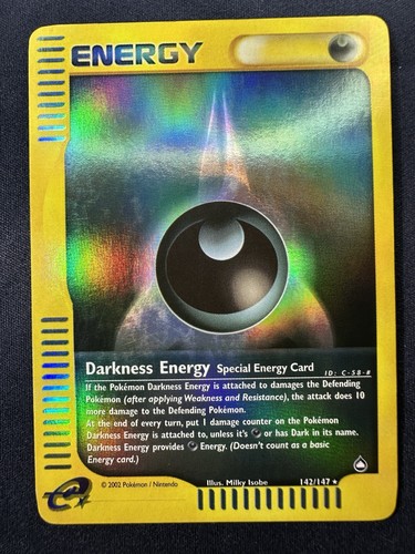 Pokemon Darkness Energy 142/147 Reverse Holo Rare Aquapolis Set LP+ Free Ship D