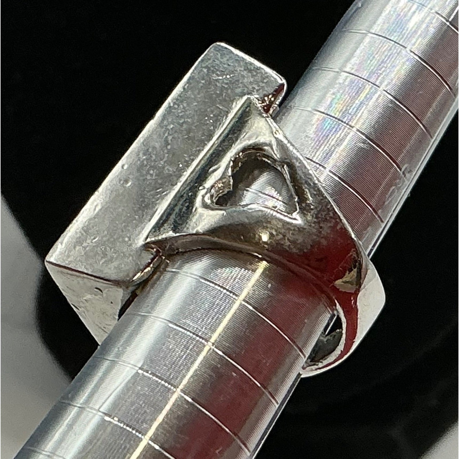 Size 6.5 Rectangular Abalone Shell Ring Silver To… - image 5