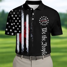 We The People 250 Years Black Vintage Golf Shirt Patriotic 4th Of July Golf Shir