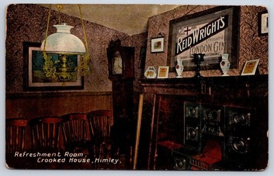 Antique England Postcard HIMLEY Crooked House Glynne Arms Room
