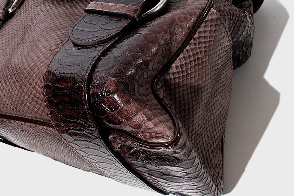JACQUES LE CORRE Turnlock Python Embossed Tote Ba… - image 4