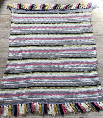 Matilda Jane So Warm Knitted Striped blanket throw multi-color 52'' x 58'' VGUC