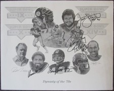 Steelers Litho Signed Jack Lambert, Rocky Bleier, Terry Bradshaw, Franco Harris