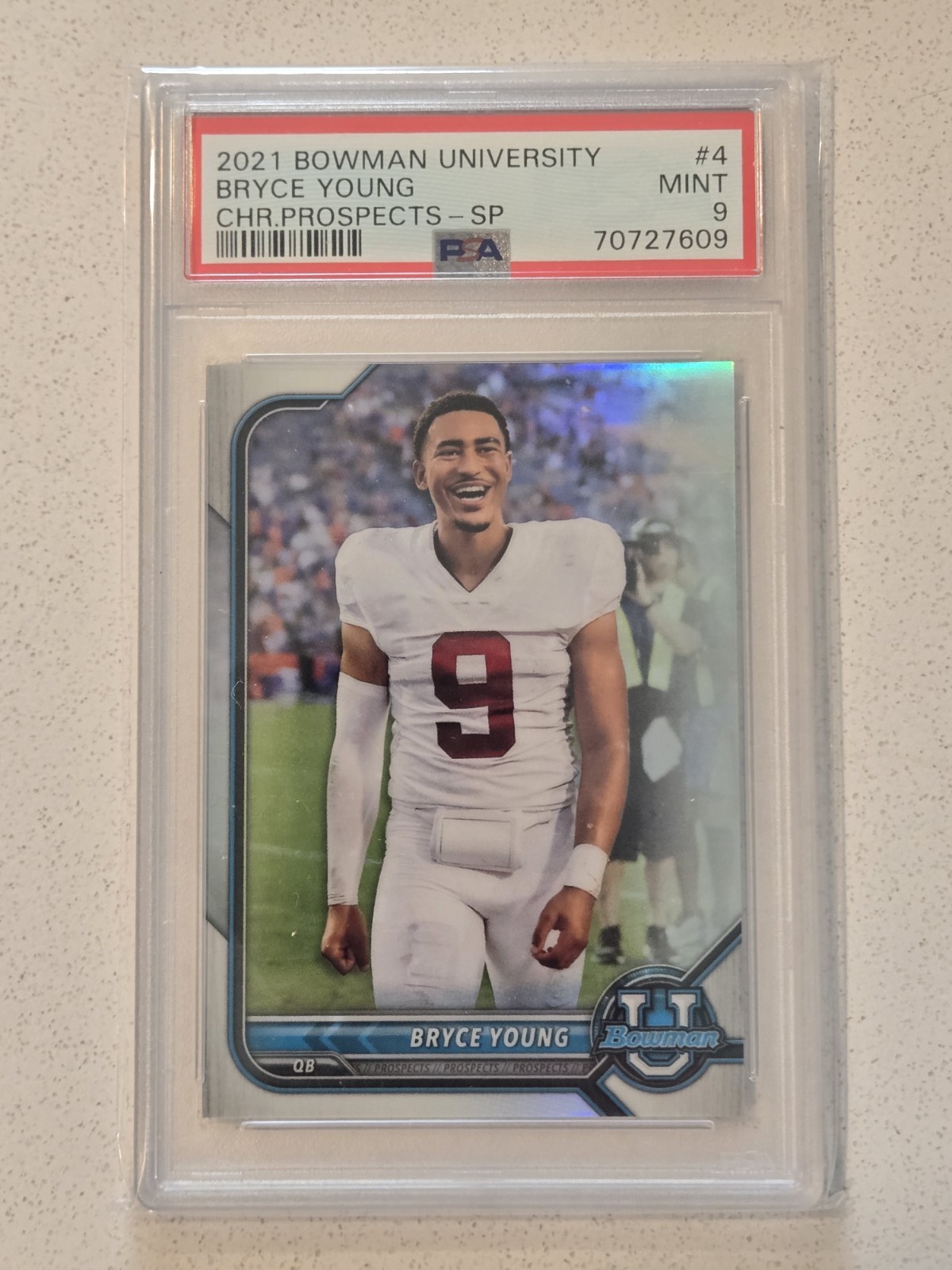 Bryce Young Graded Rookie - 2021 Bowman U Chrome Prospects Image Variation PSA 9