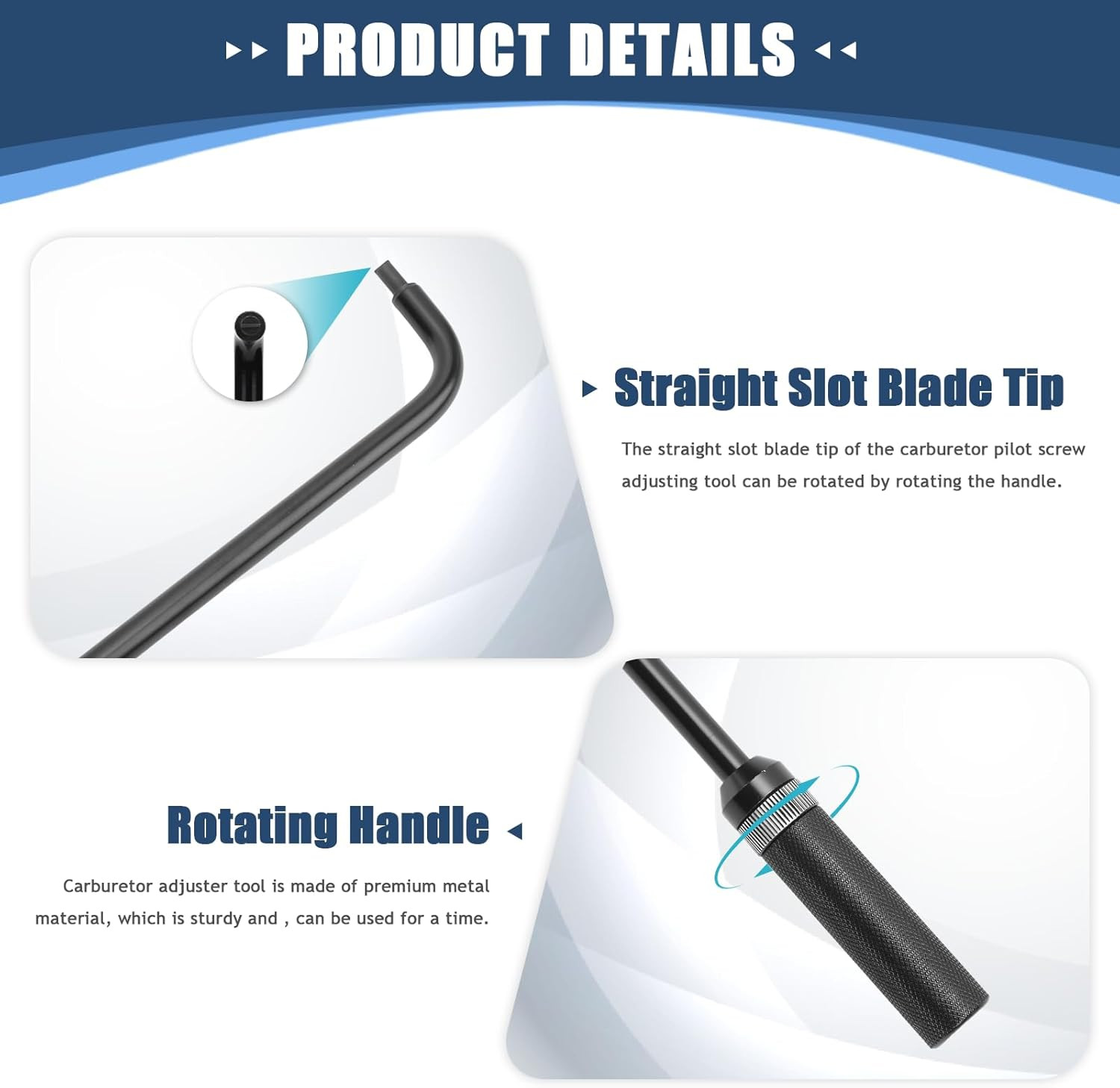 Pilot Screw Adjusting Tool, Carburetor Adjustment Screwdriver Tool, 16.34In 110°