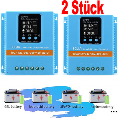 2tlg 100A MPPT 4800W Solar PV Regler 12V 24V 36V 48V Laderegler Controller LCD