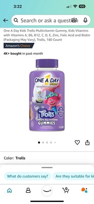 2 bottles of Kids Trolls Complete Multivitamin Gummies- 180 Count Exp 6/2025