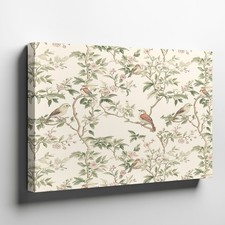 Vintage Bird and Blossom Pattern Canvas Wall Art Floral Branch Print Home Decor