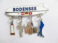 Bodensee Zeppelin Magnet Metall Souvenir Germany 4 Charms Imperia Meersburg