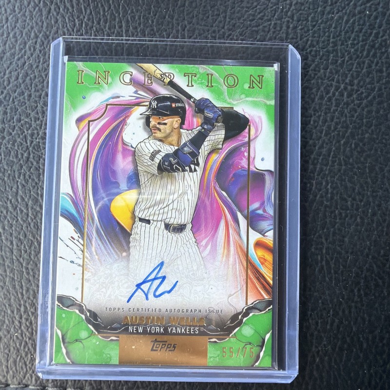 🔥#/75🔥 2025 Topps Inception - Austin Wells Green On Card Auto NY Yankees RC