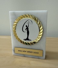Beauty Pageant Marble Trophy Miss New Jersey USA Crown Awards Goldtone Universe