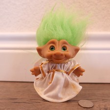 Vintage Ace Novelty Co. Inc. Troll Angel Fairy Robe Green Hair Doll Wings 6