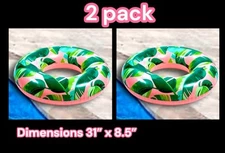 2 PACK Tropical Tube Ring Float AGE 9+ PINK w Green Up To 175lbs 31”x 8.5”