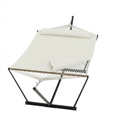 Double Hammock with Stand 2 Person Outdoor Soft Pillow Balance Ropes
