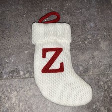 Letter Z Knit Monogram Mini Stocking White Wondershop Xmas Holiday Target 8" Red