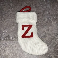Letter Z Knit Monogram Mini Stocking White Wondershop Xmas Holiday Target 8" Red