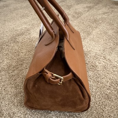 Anna Paola Italian Tan Shoulder Bag Buckle Accent Gold Hardware Designer Style