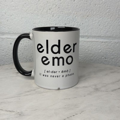 Elder Emo Coffee Mug  It Was Never a Phase  Black Handle Y2K Emo Humor