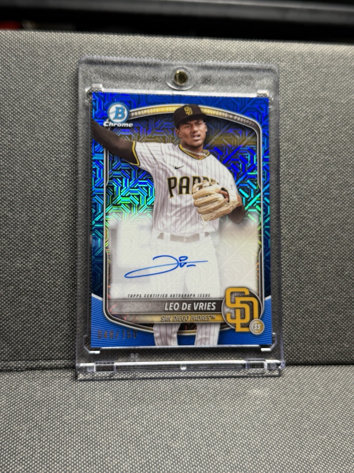 2025 Topps Bowman Chrome Leo De Vries Auto /150 Blue Mojo Refractor 💎 #48/150