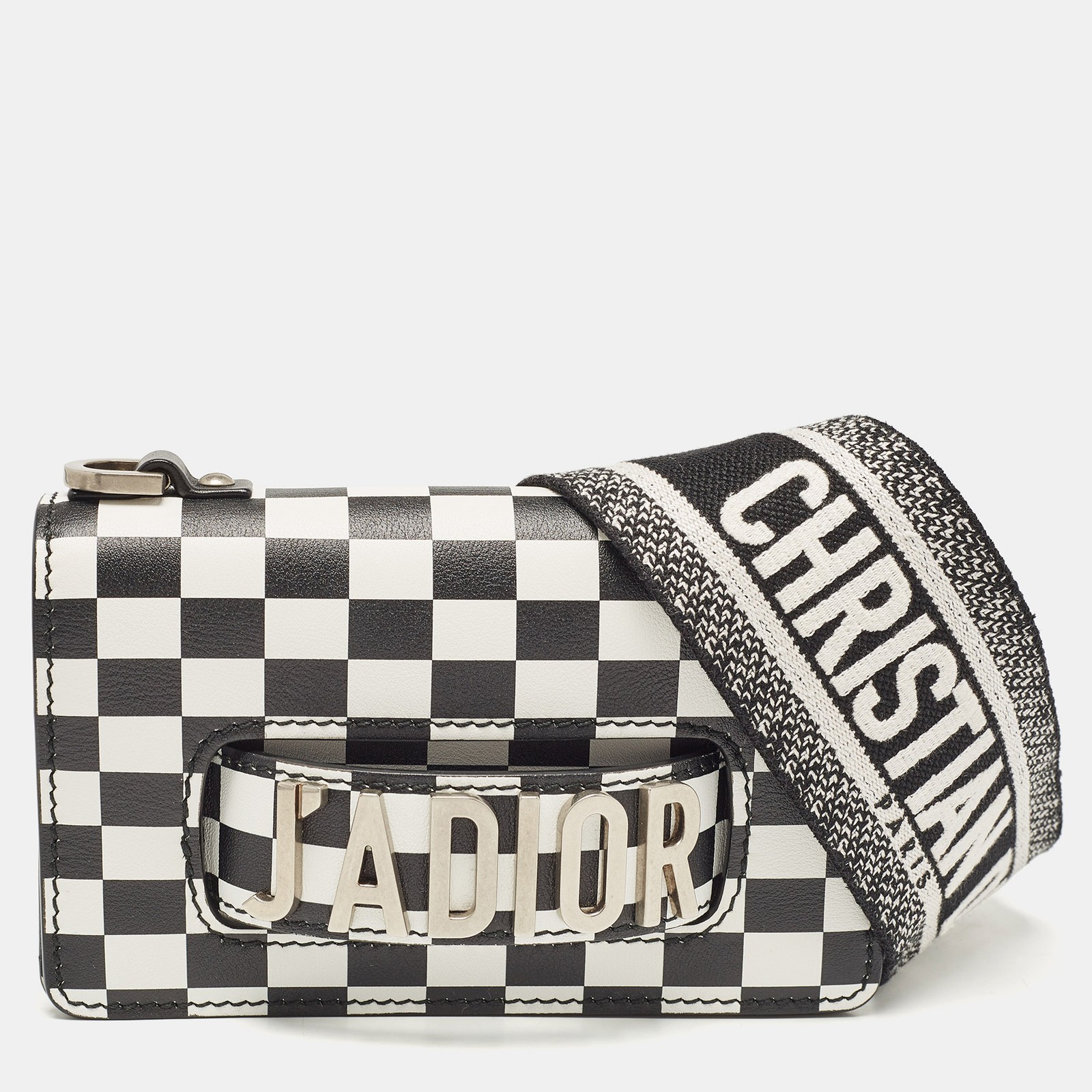 Dior Miss JAdior Checkered Crossbody Bag in Black and White Leather