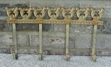 Vintage Cast Iron Wall Coat Rack Hooks Ornate Crown 15 3/4" long
