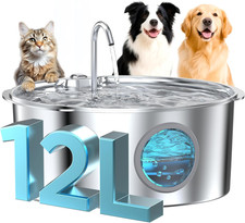 Dog Water Fountain for Large Dogs: Stainless Steel Dog Fountain Water Bowl - 3.2