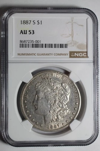 1887 S Morgan Silver Dollar AU53 NGC #001