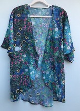 Ladies Lightweight Summer Jacket Size S-M Blue Green Pink Floral Oversized New