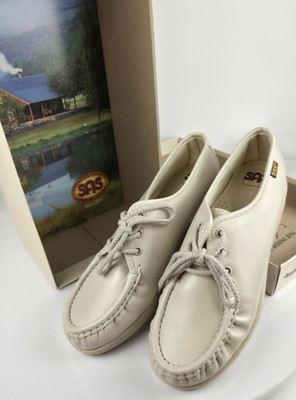SAS Bounce Womens 6.5 Comfort Shoes Cream Leather Lace Up USA NOS