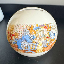 Royal Doulton Bunnykins Ceramic Round Money Box Rabbit White 9cm England