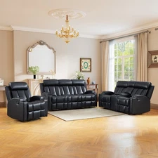 CANMOV  3 Pieces Recliner Sofa Furniture Set Manual Recliner  for Living Room