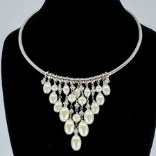 Elegant Faux Pearl Cascade Statement Necklace