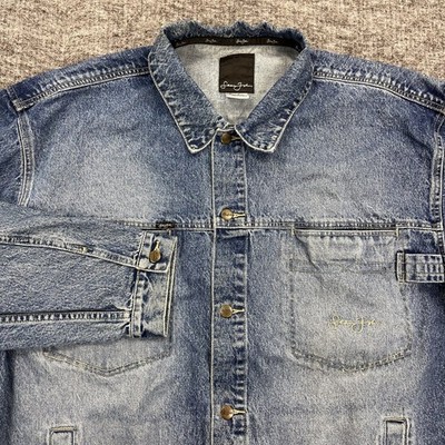 Vintage Sean John Denim Jacket Mens 3XL Blue Jean Trucker Hip Hop Rap