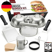 Edelstahl Smash Burgerpresse Set: Burger Smasher Mit Grillspachtel 13 Cm, Schabe
