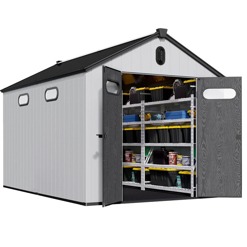 Chery 8x12 FT Outdoor Resin Storage Shed with Floor Tool Storage Room