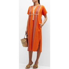 Tory Burch Striped Midi Cotton Caftan Sz. L