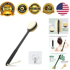 Back Scrubber Shower Brush Long Handle Anti-Slip Soft Stiff Bristles Black