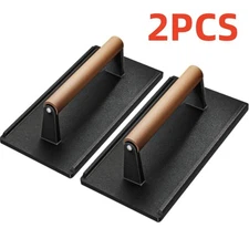 2PCS Cast Iron Grill Press Weight Steak Burger Press Griddles Flattops Bacon