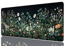 Dark Flower Mouse Pad Large Floral Laptop Keyboard Desk Mat 31.5x11.8 Inch