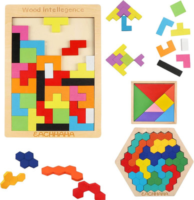 in 1 Intelligenzpuzzle aus Holz Set, Tangram Puzzles, helle Farben, Farbe verbessern