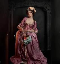 Victorian Evening Dresses Square Neck Edwardian Half Sleeve Pleated Corset Tie