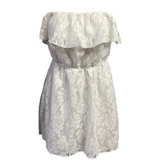 Charlotte Russe Dress S White Strapless Ruffled Lace Cottagecore Peasant Boho