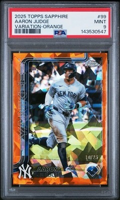 2025 TOPPS CHROME SAPPHIRE VARIATION-ORANGE  #99 AARON JUDGE /25 PSA 9