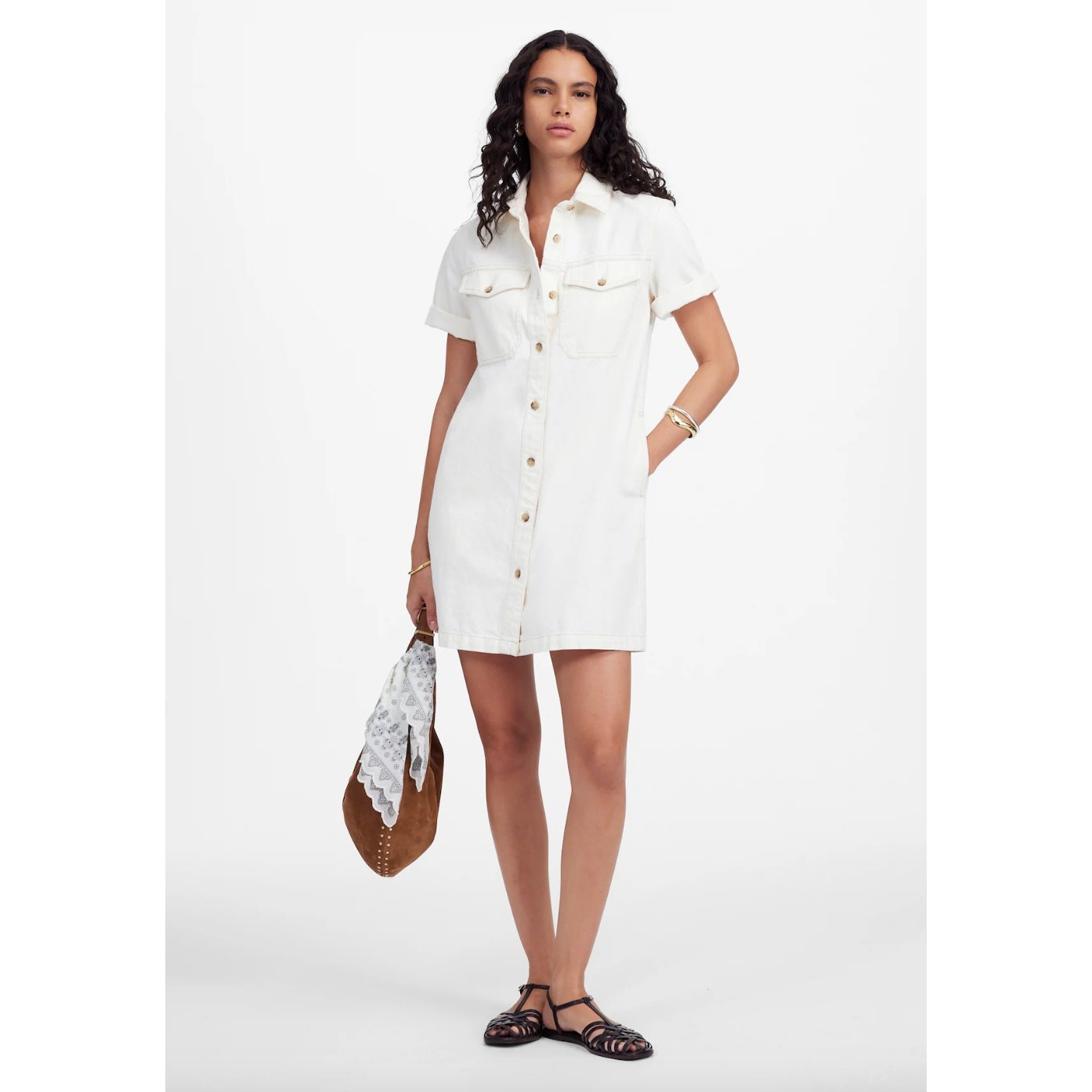 Madewell Denim Boxy Shirtdress Vintage Canvas White Relaxed Mini Small NWT