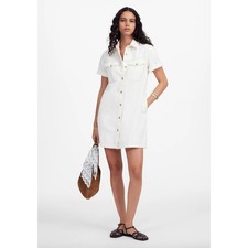 Madewell Denim Boxy Shirtdress Vintage Canvas White Relaxed Mini Small NWT