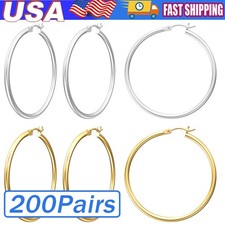 925 Sterling Silver High Polished 2MM Hoop Earrings - 10MM-50MM Lot