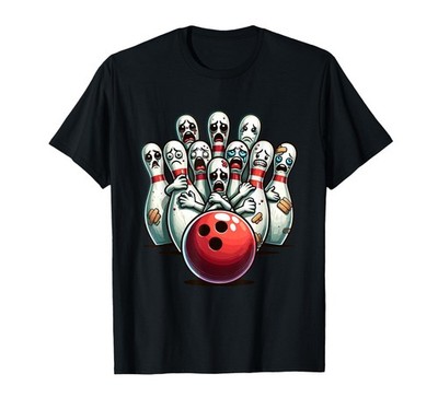 Funny Bowling Pin Faces for Bowling Lover, Men Kids Bowler T-Shirt