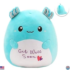 Easfan 13'' Get Well Soon Axolotl Plush Pillow - Soft Salamander Stuffed Animal