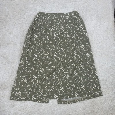 CJ Banks Rock Damen Größe 16 Grün Blätterdruck Midi Freizeit A-Linie Cottagecore