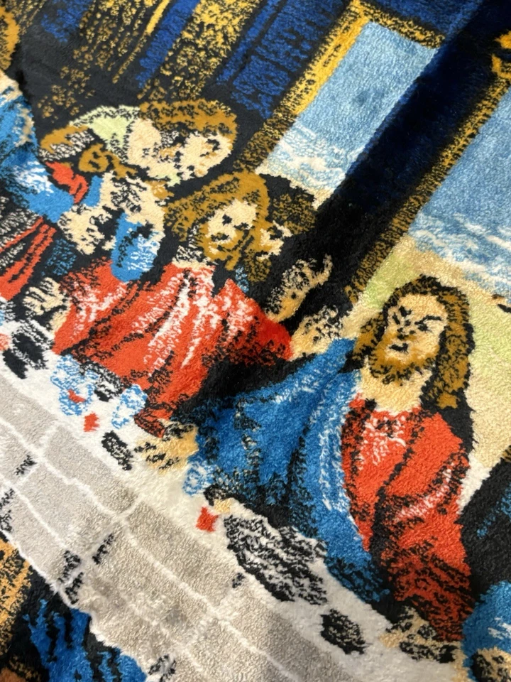 "Alfombra tapiz de terciopelo de colección La última cena roja Jesús cristianismo 43"" x 19""" Foto 3 de 4